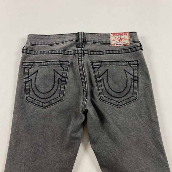 True Religion Johnny Big T Jeans Womens Size 30 x 34 Gray Black Stretch - Picture 4 of 16